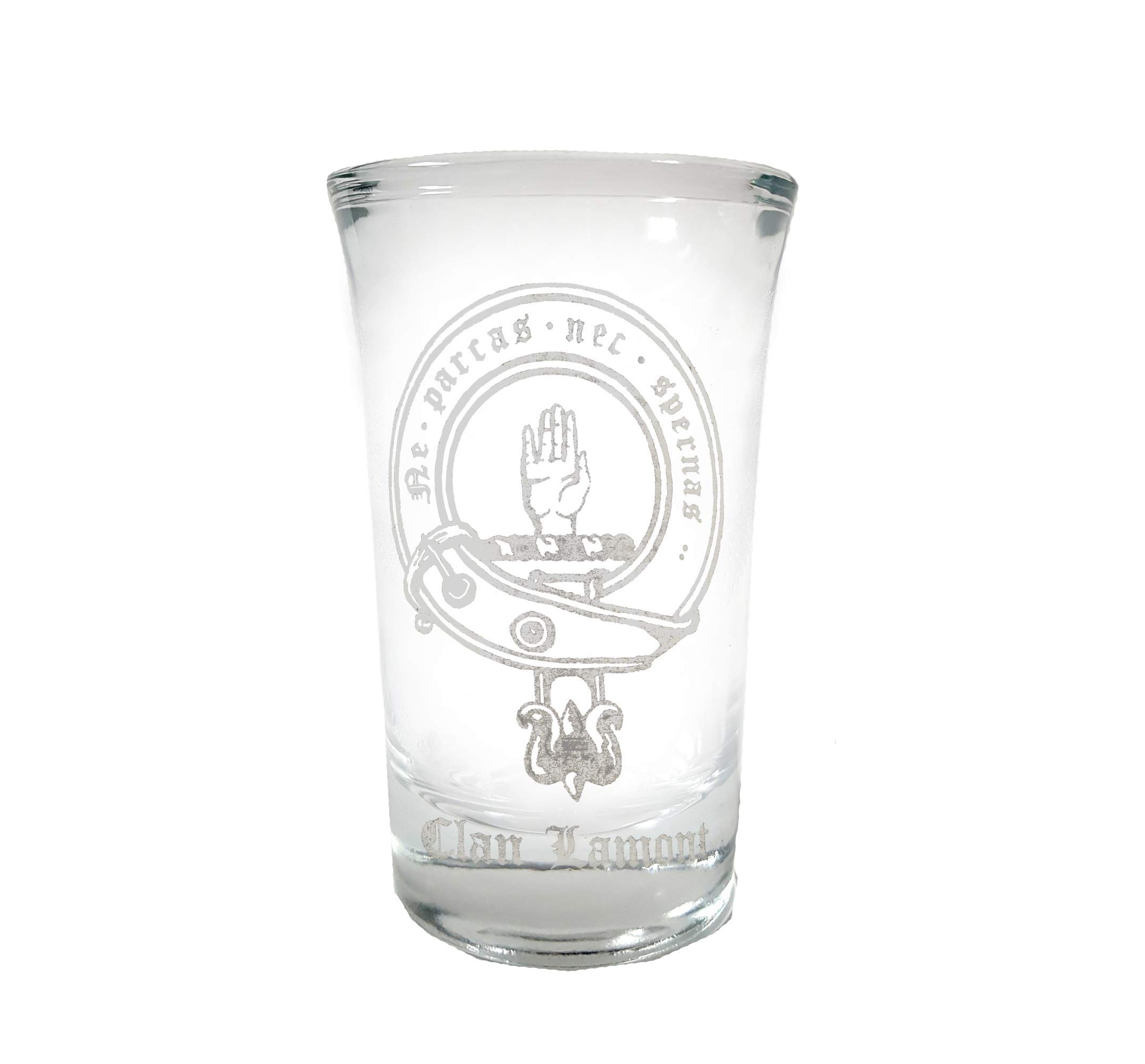 Lamont Scottish Family Clan Crest Shot Glass 2oz - Free Personalized Engraving