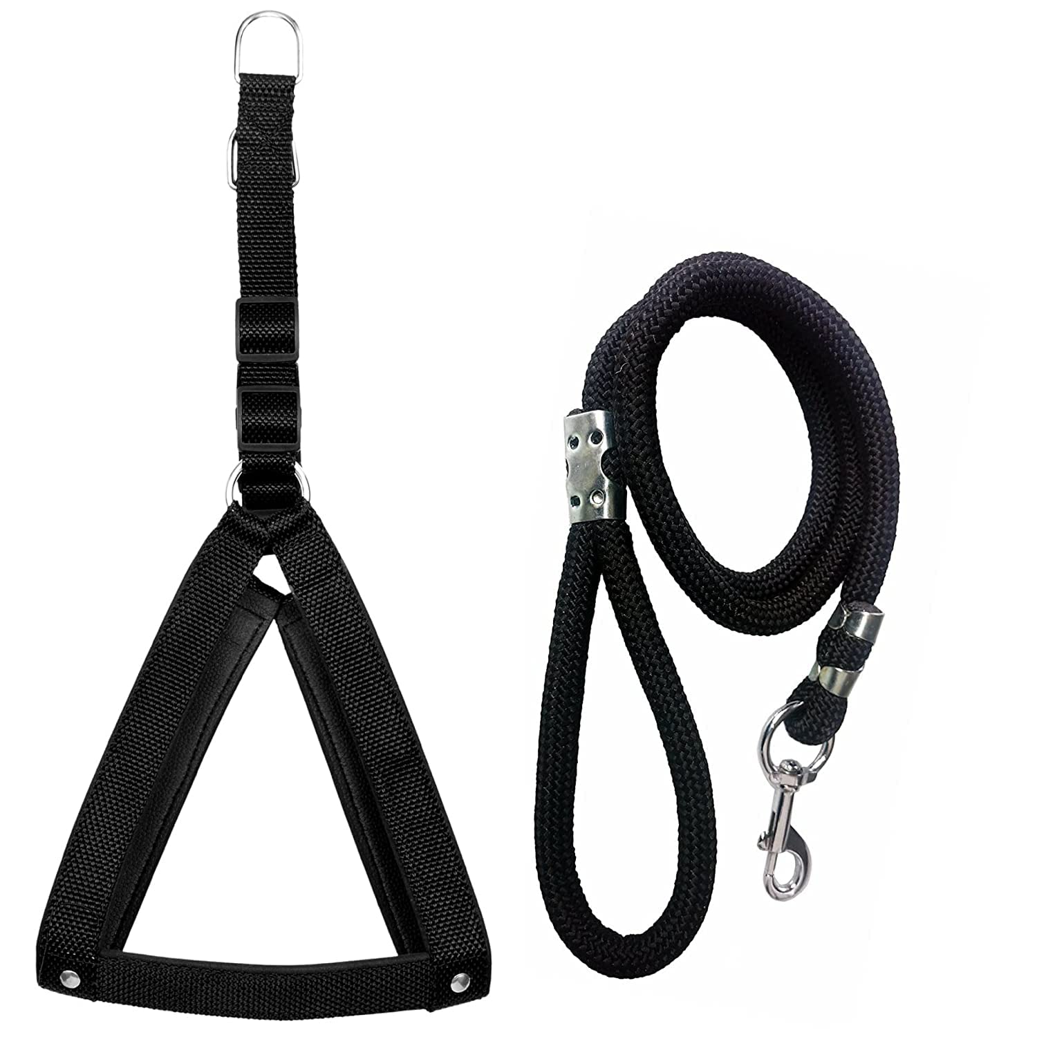 VIPCOLLECTION No Pull -Step In Soft Padded Dog Harness With Comfortable Rope Leash Comfortable For Walking Running Training(Extra Large,Black)