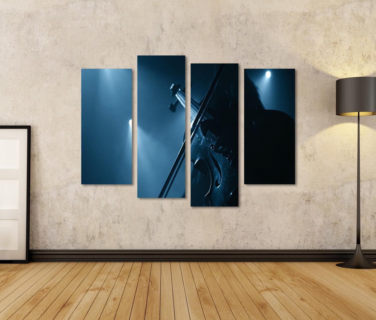 islandburner Quadro su tela con violino mistico per soggiorno, per gli amanti della musica, stampa artistica di alta qualità, 4 pezzi