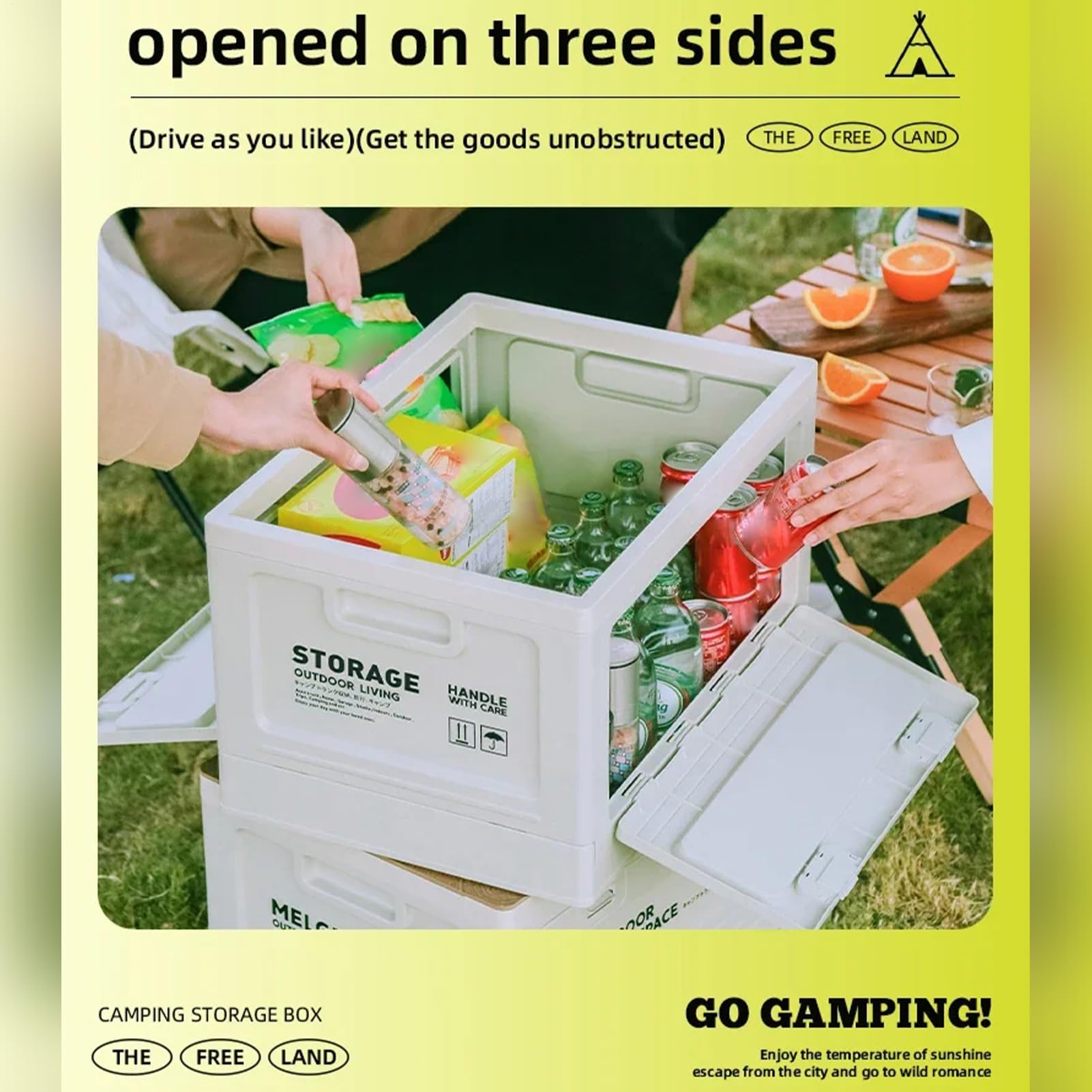 Camping Folding Storage Box - 50l Outdoor -Behälter, Reiseorganisator | Stapelbare Tasche mit Deckel für Picknickausrüstung, Autostiefelversorgungen, Notaufbewahrungsaufbewahrung, Hinterhof -Grillarti
