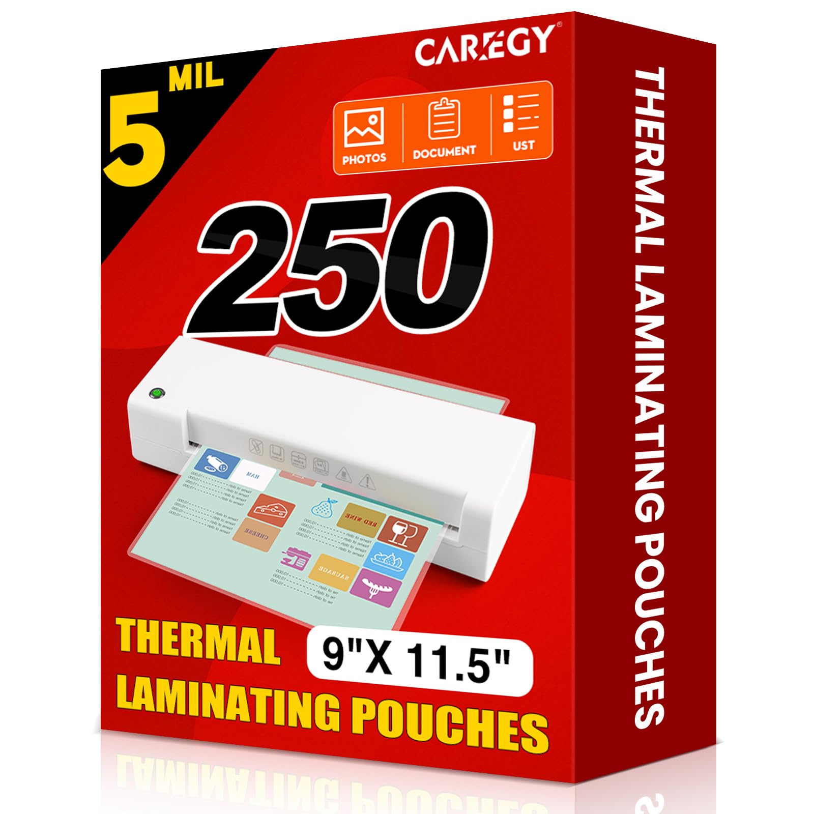 CAREGY Thermal Laminating Pouches,250 Pack Laminating Sheets