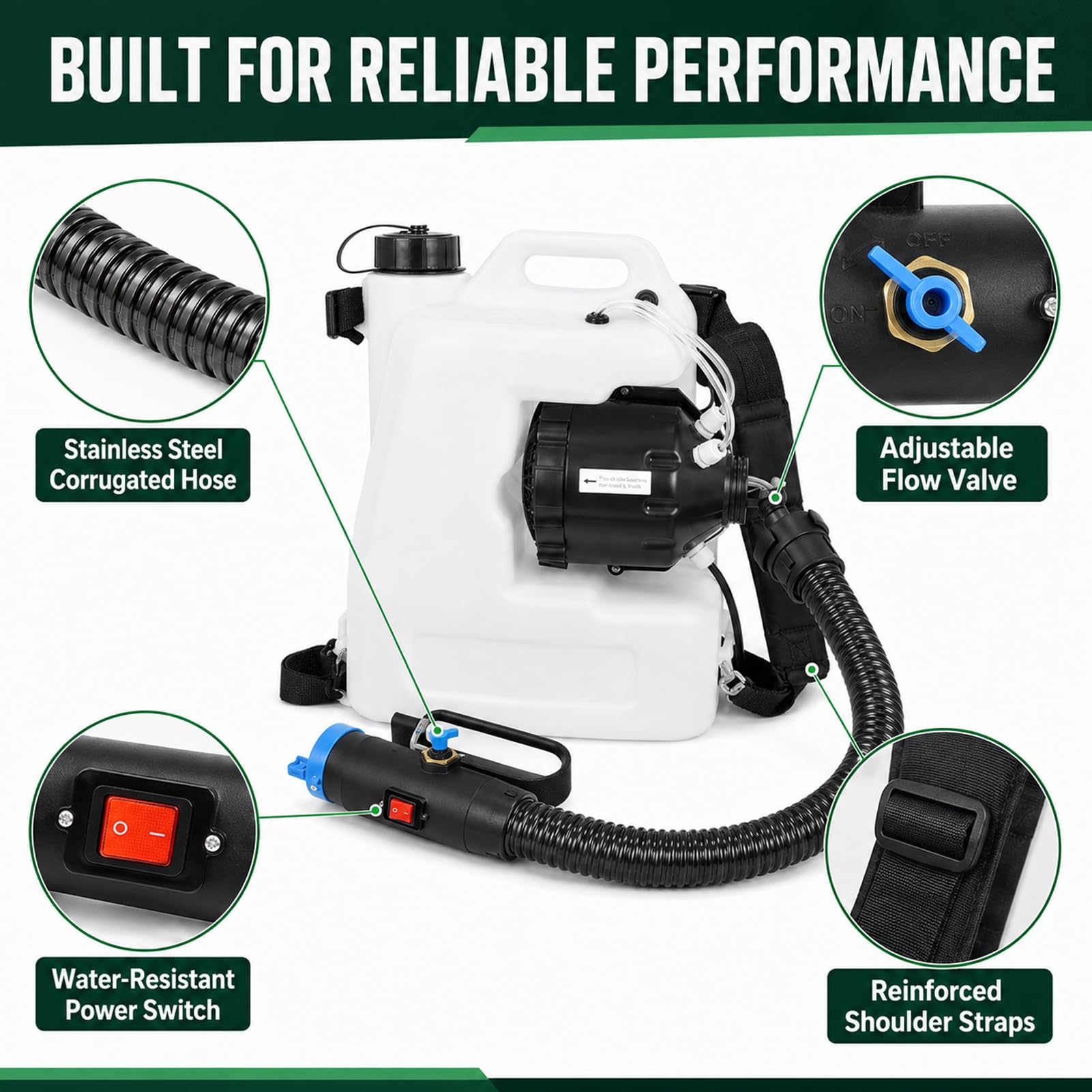 Irroratore Elettrico A Zaino 10/12/16L Litri Con Raggio Spruzzo Di 8-10 M