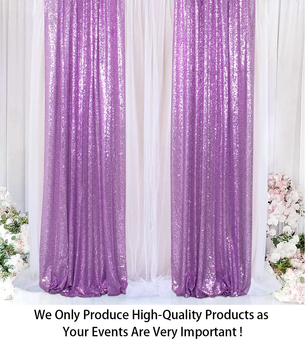 ShinyBeauty Sequin Curtains 2 Panels Lavender 2FTx8FT Sequin Photo Backdrop Sequin Backdrop Curtain Pack of 2-1011E