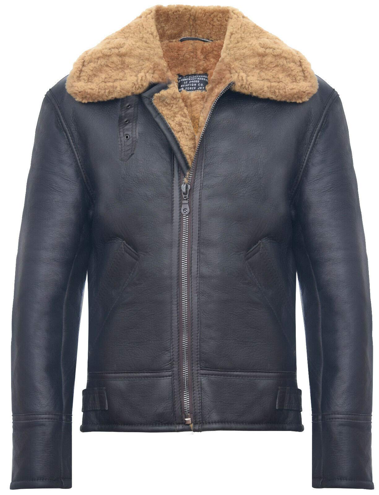 Infinity Leather Men's   Brown  B3 Ww2 Ginger Leather Sheepskin Aviator Flying Jacket-Charleston in Size M, BrandAlley