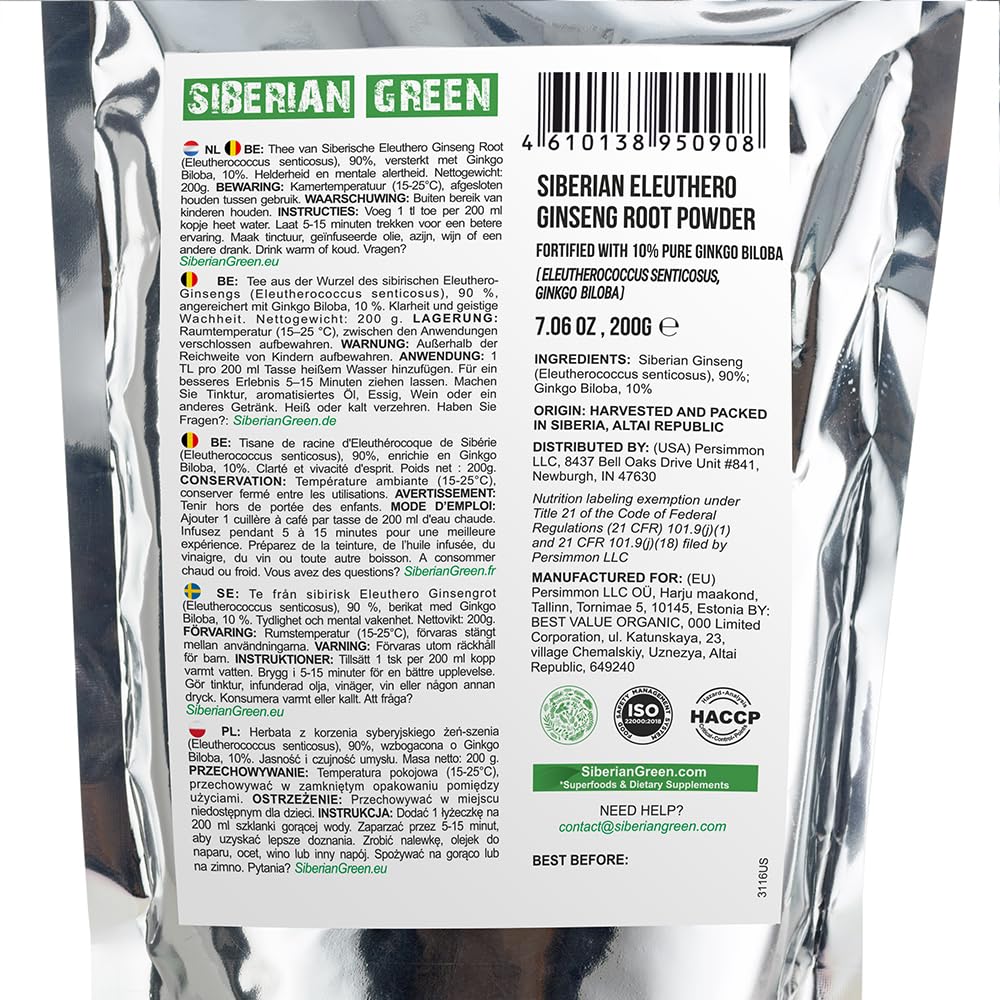 Té de ginseng verde siberiano con Ginkgo Biloba 200g