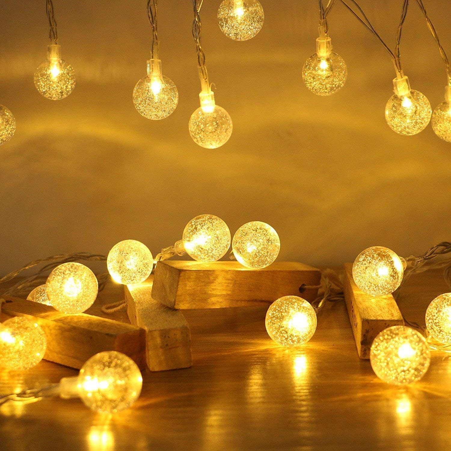40 LED Crystal Ball Home Decorative Lights Christmas Diwali Decoration String Lights (6 Meters, Warm White)-image-11