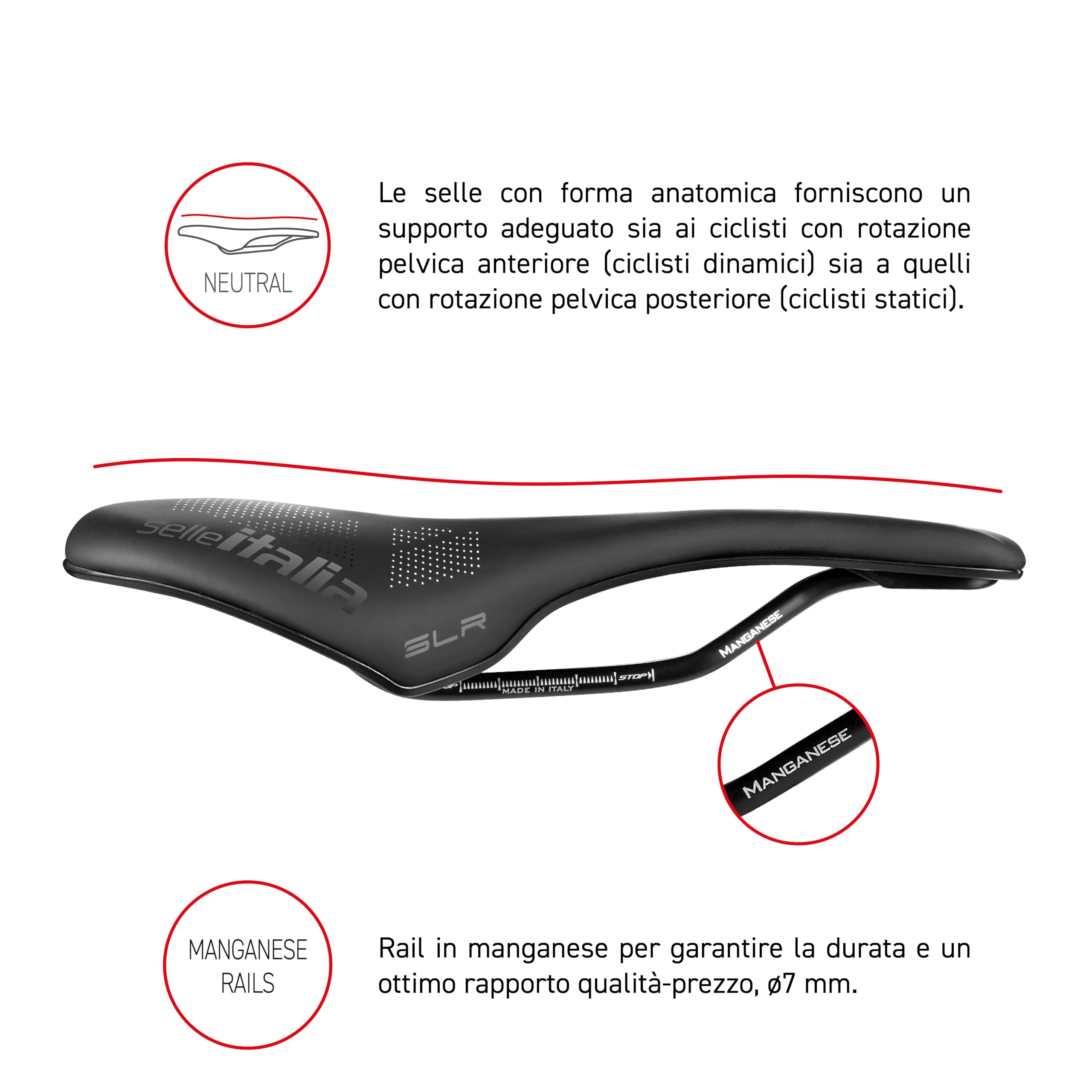 Selle Italia SLR Boost KC TM Superflow - Sella Bicicletta con Design Classico SLR, Sella Bici da Strada Comoda in Telaio Manganese e Foro Superflow