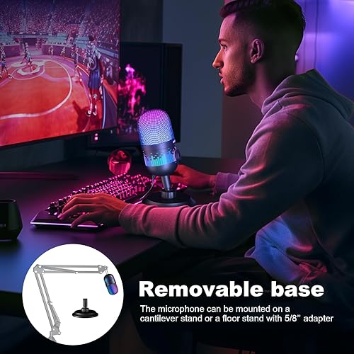 Miniatura 7 de Aokeo - Micrófono USB, micrófono de condensador para hacer podcasts en la computadora Adecuado para grabar, jugar, para el escritorio, para hacer