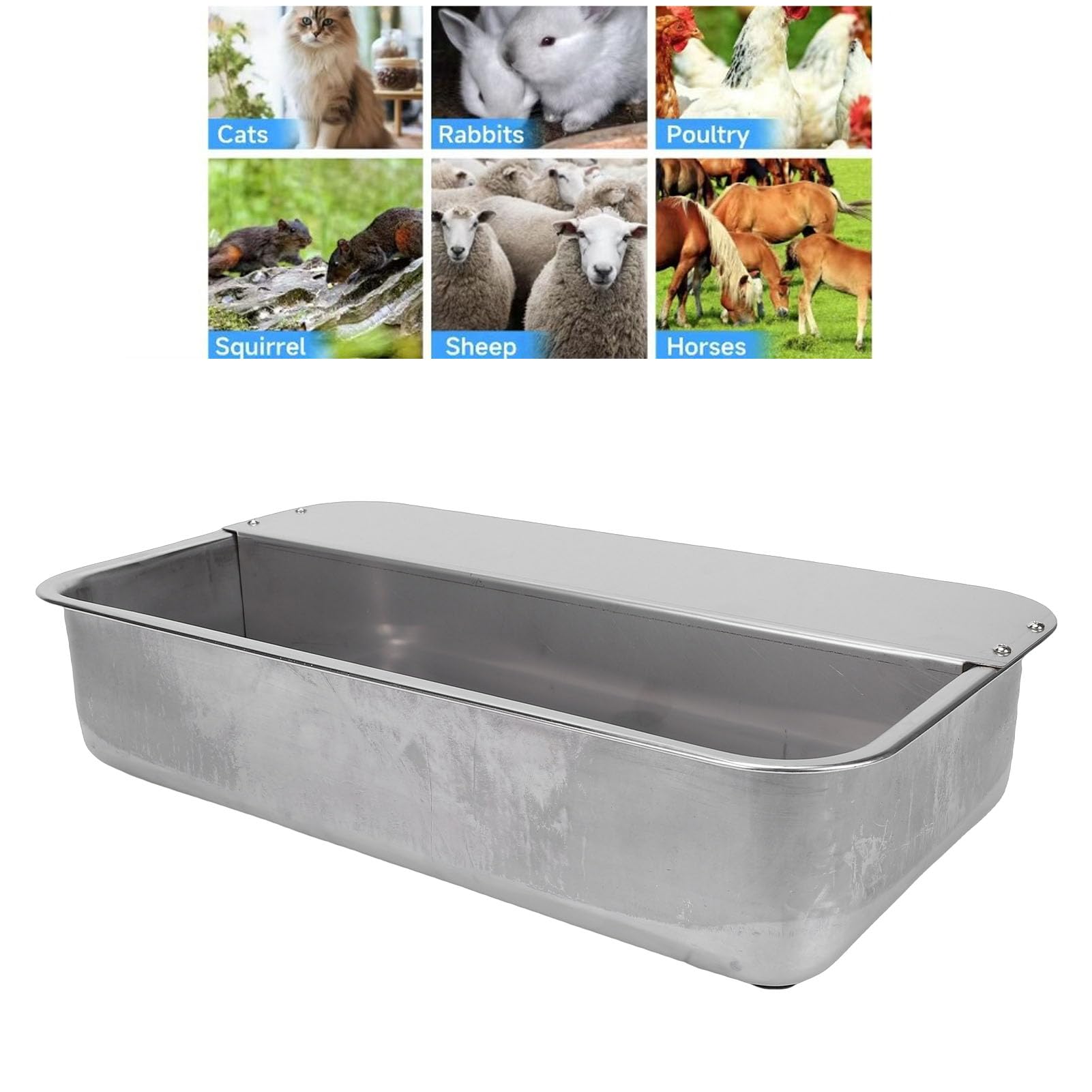ASHATA Bebedero para Ganado de Acero Inoxidable 304, Solución de Hidratación con Llenado Automático para Perros, Gatos y Animales de Granja, 43 X 22,5 Cm