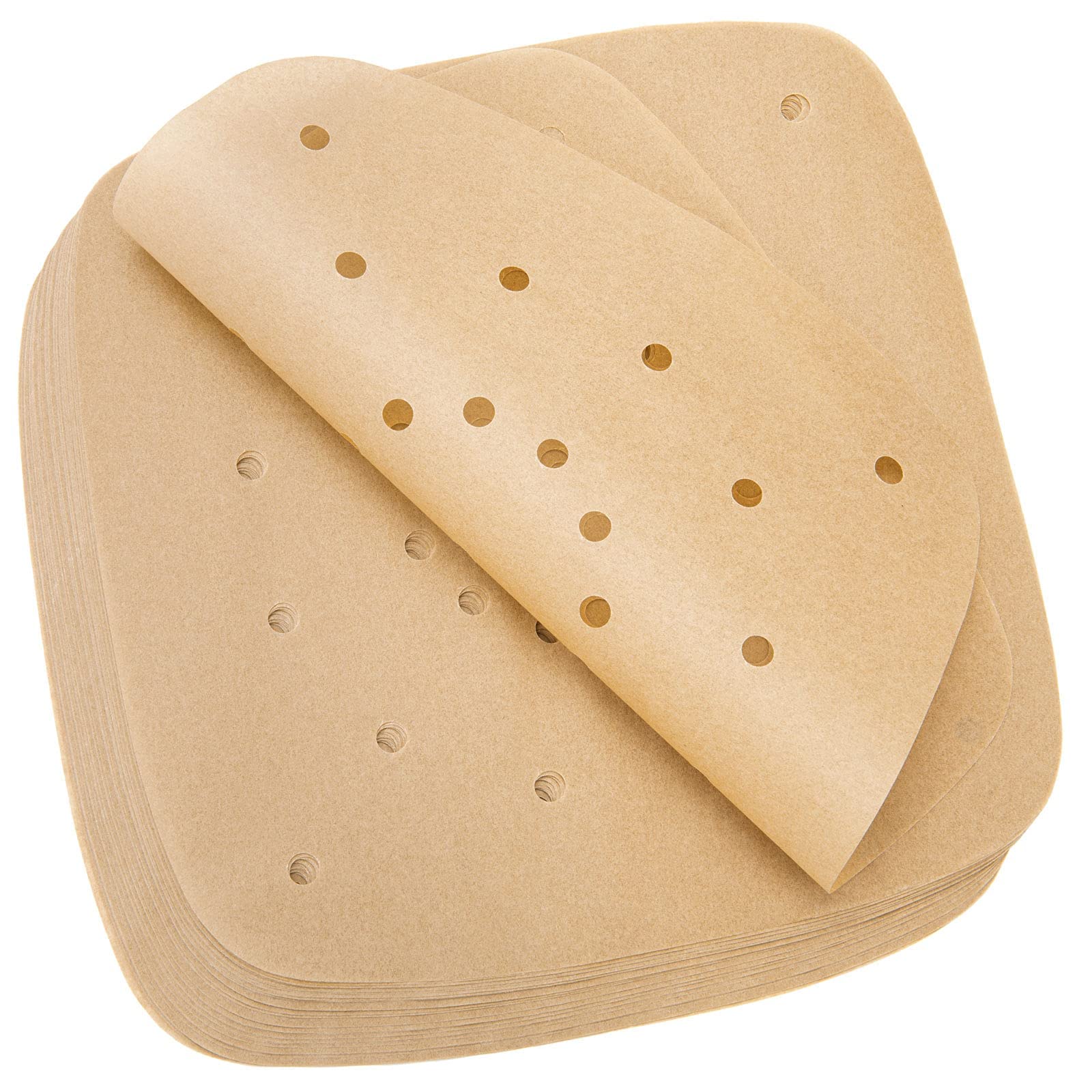 9.5 Inch Square Air Fryer Liners, Set of 100, Unbleached Air Fryer Parchment Paper/Parchment Paper Sheets for Air Fryers, Steaming Basket, Non-Stick & Heavy Duty Square Perforated Parchment Paper