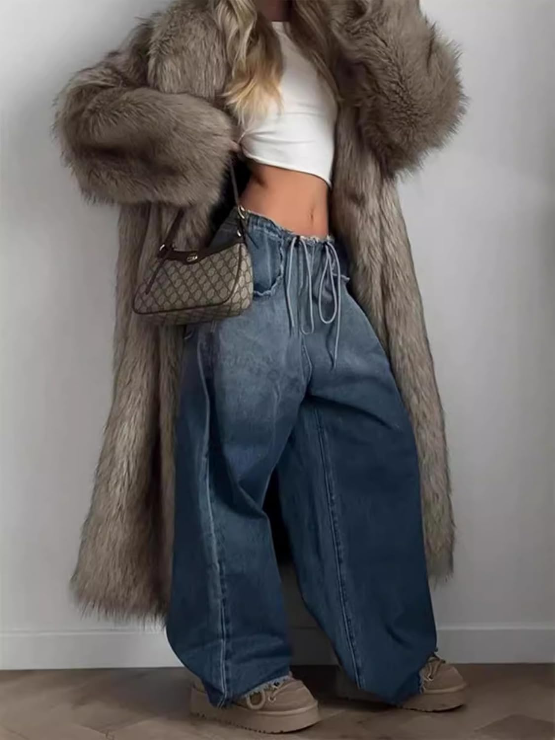 Women's Fashion Thick Long Fluffy Faux Fur Coat Overcoat Warm Fur Casual Sweater Jacket Outwear