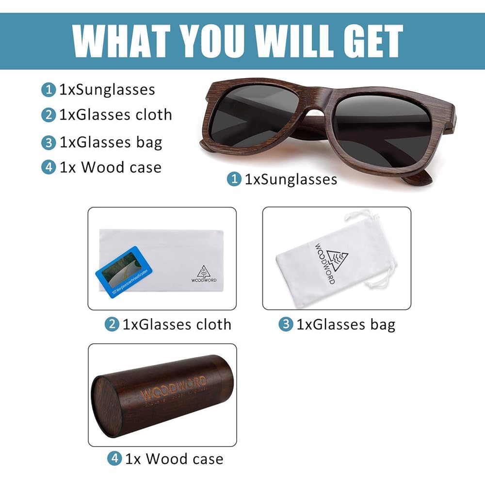Amazon.com: Polarized Wood Sunglasses for Men Women - Bamboo