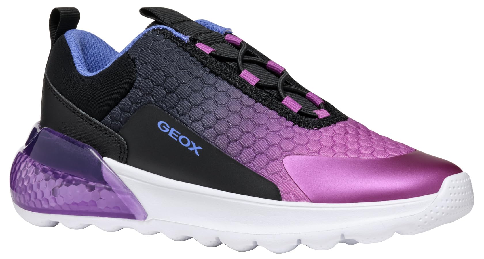 Geox J ACTIVART ILLUMINUS, Sneaker, Black/Purple,