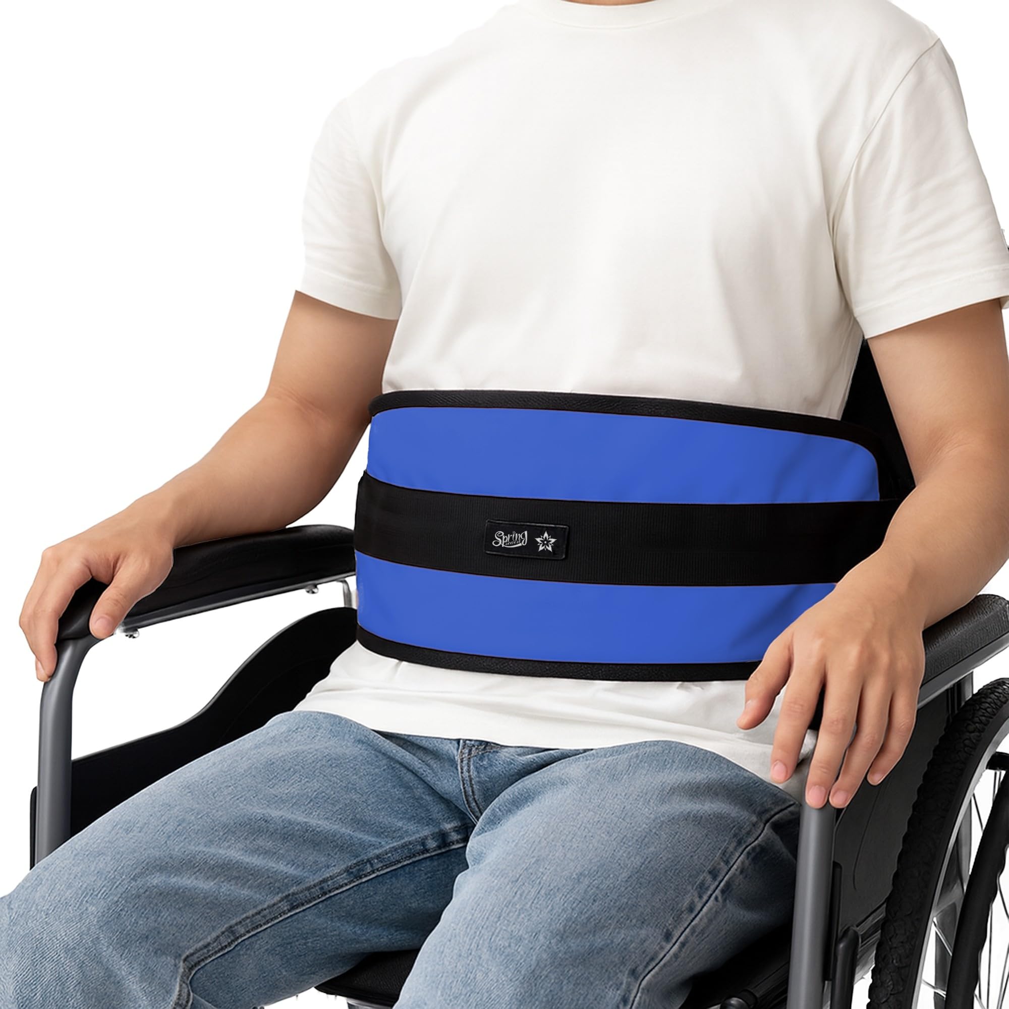 SPRING SEAON Wheelchair Seatbelt, Safety Belt for Adults &amp; Elderly, Waterproof Fabric with Soft Lining, Adjustable Harness Strap for Wheelchair &amp; Chair Support, Home Care, Hospital, Nursing Home
