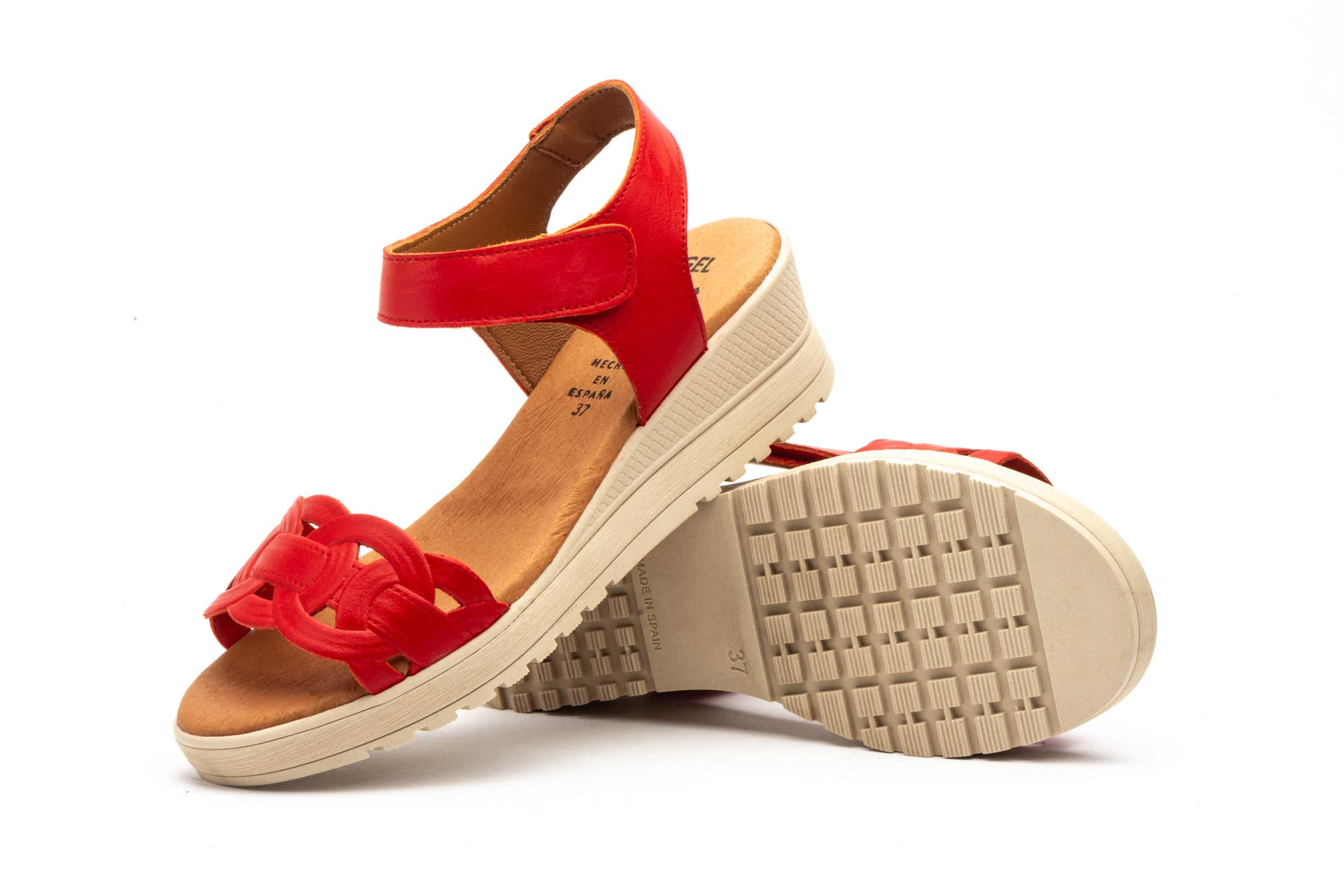 Damen Sandalen mit Klettverschluss & Komfort-Cuña, rutschhemmende