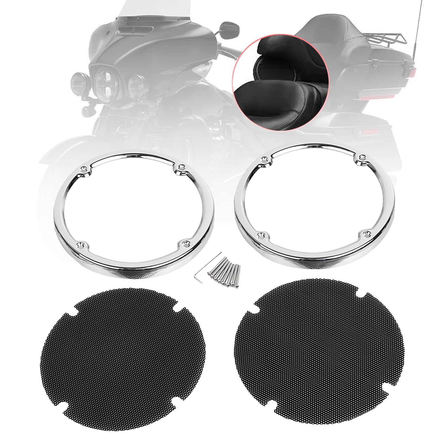 Capot de grille décoratif pour Haut - parleur arrière Mesh Cover Pour Harley Tri Glide Ultra FLHTCUTG Electra Glide Ultra Classic FLHTCU Ultra Limited FLHTK 2014-2023