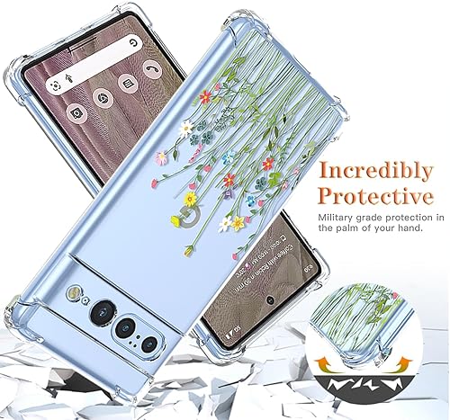 Miniatura 7 de GTBDEKI Funda de teléfono para Pixel 7 Pro, funda para Google 7 Pro GP4BC, funda transparente con patrones de jardín de flores, funda protectora