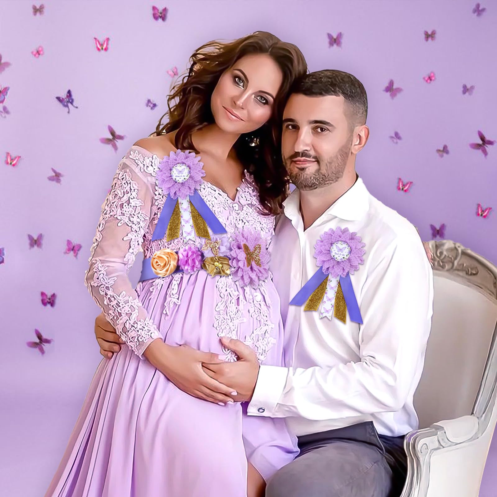 purple butterfly maternity dress Radiate charm and embrace comfort! Butterfly Maternity Maxi