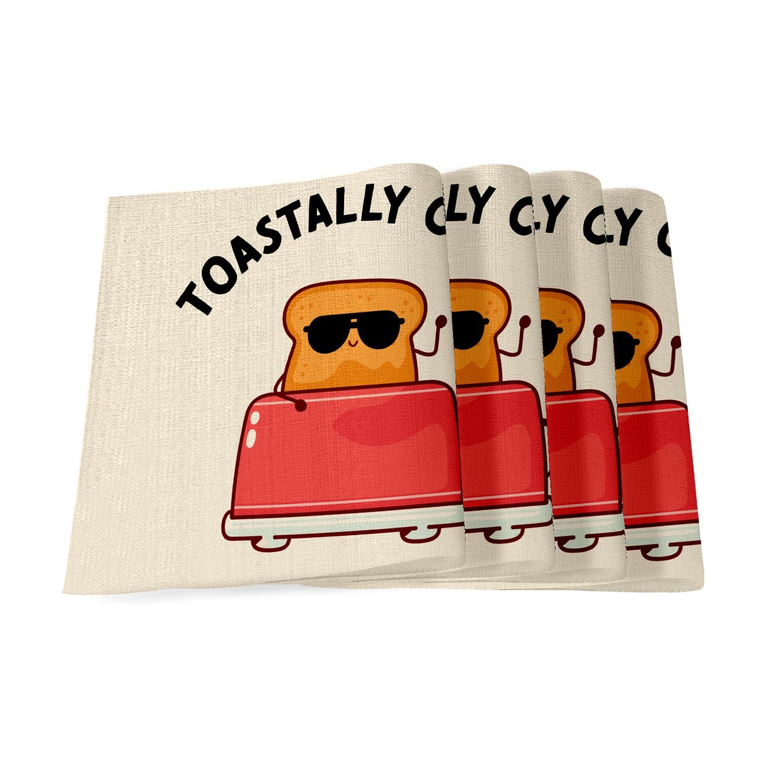 Sets de table en lin grand format anti-taches motif Toastally Cool x4