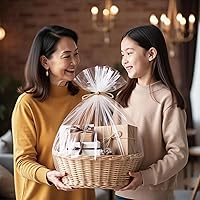 Vista 2 de Morepack Bolsas grandes de celofán/celofán, 30 x 40 pulgadas, bolsas transparentes de plástico OPP, envoltura de celofán para cestas de regalo