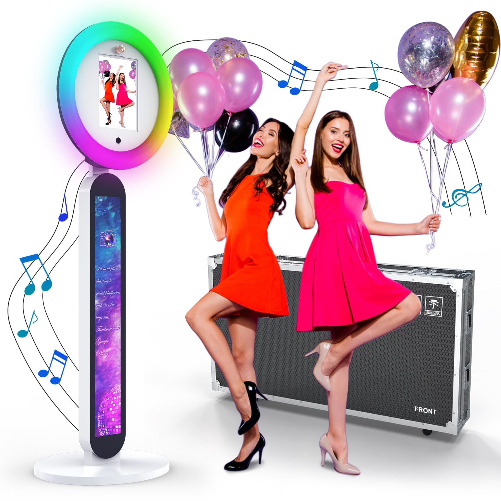 Portable Photo Booth, Photo Booth Shell Stand Provide Cyratok PhotoBooth Software,Flight Case,Free Custom Logo,Selfie Booth Machine Photo with Any