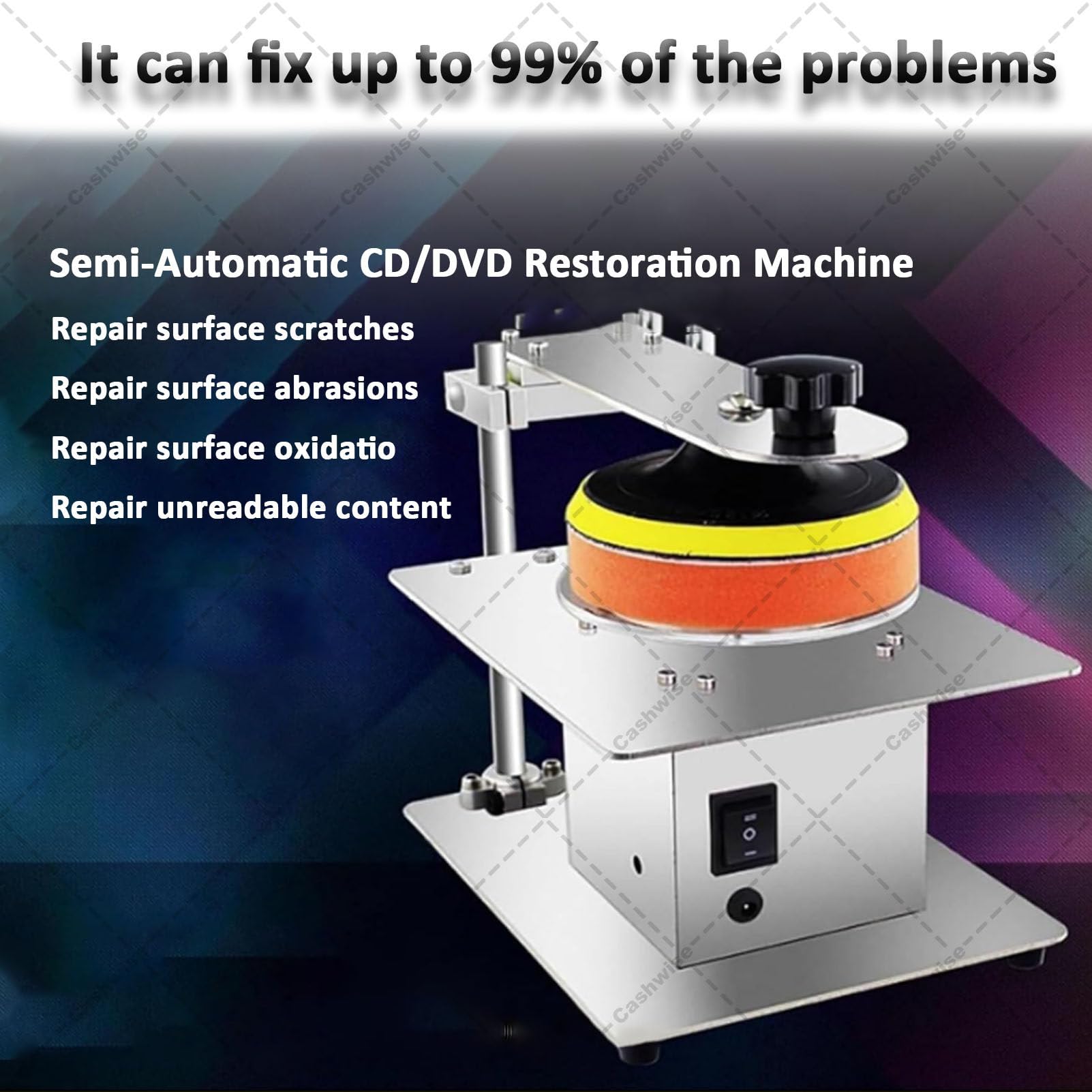 Disc Polierer 200W, halbautomatische DVD/CD Reparatur Reinigungsmaschine, Fix Kratzer und Oxidation mit 99% Reparaturerfolgsrate - Ideal für unlesbare Discs
