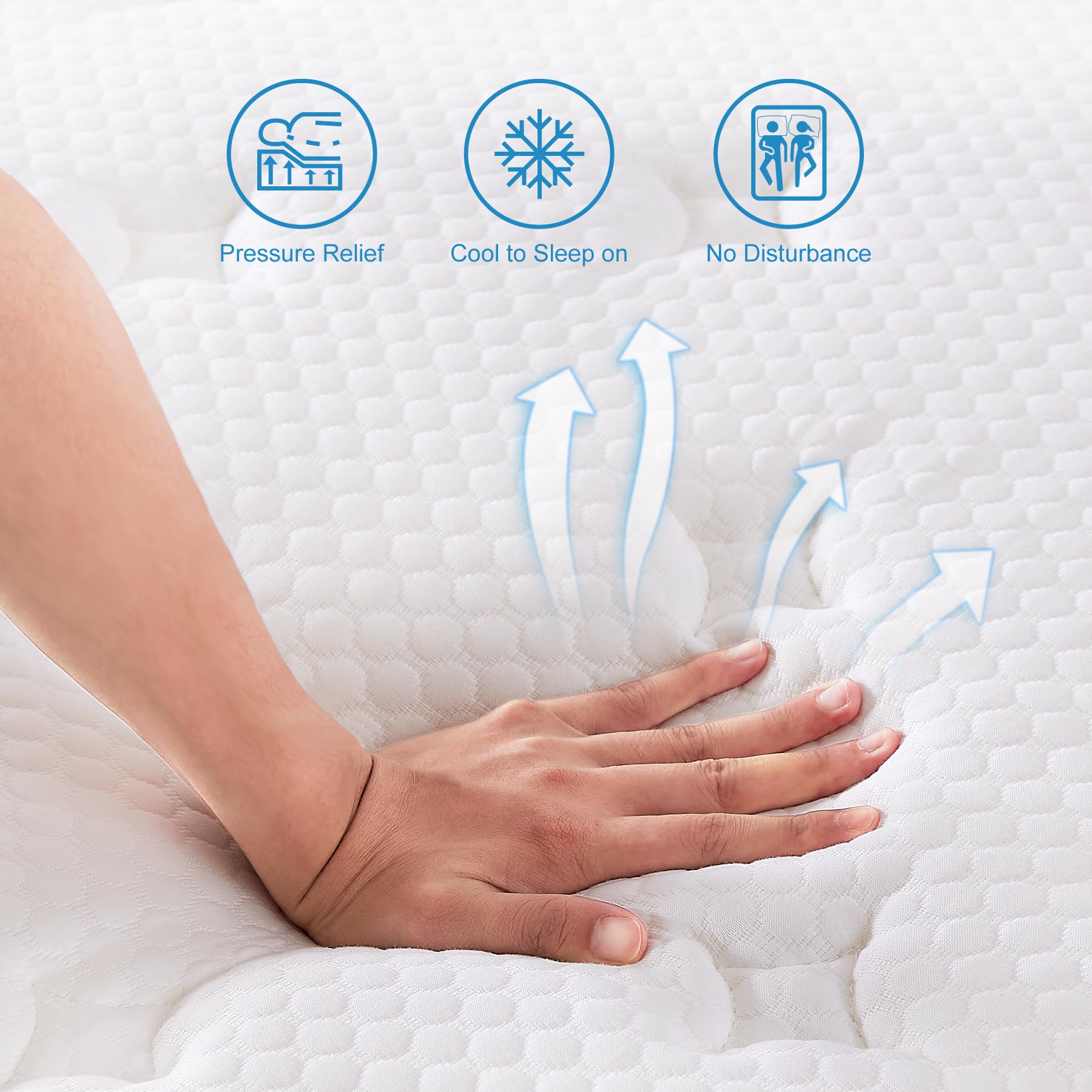 Vaobyk Queen Mattress, 12 inch Memory Foam Hybrid Queen Mattress in a Box with Pocket Springs, Pressure Relief & Motion Isolation, CertiPUR-US Certified, Medium Firm