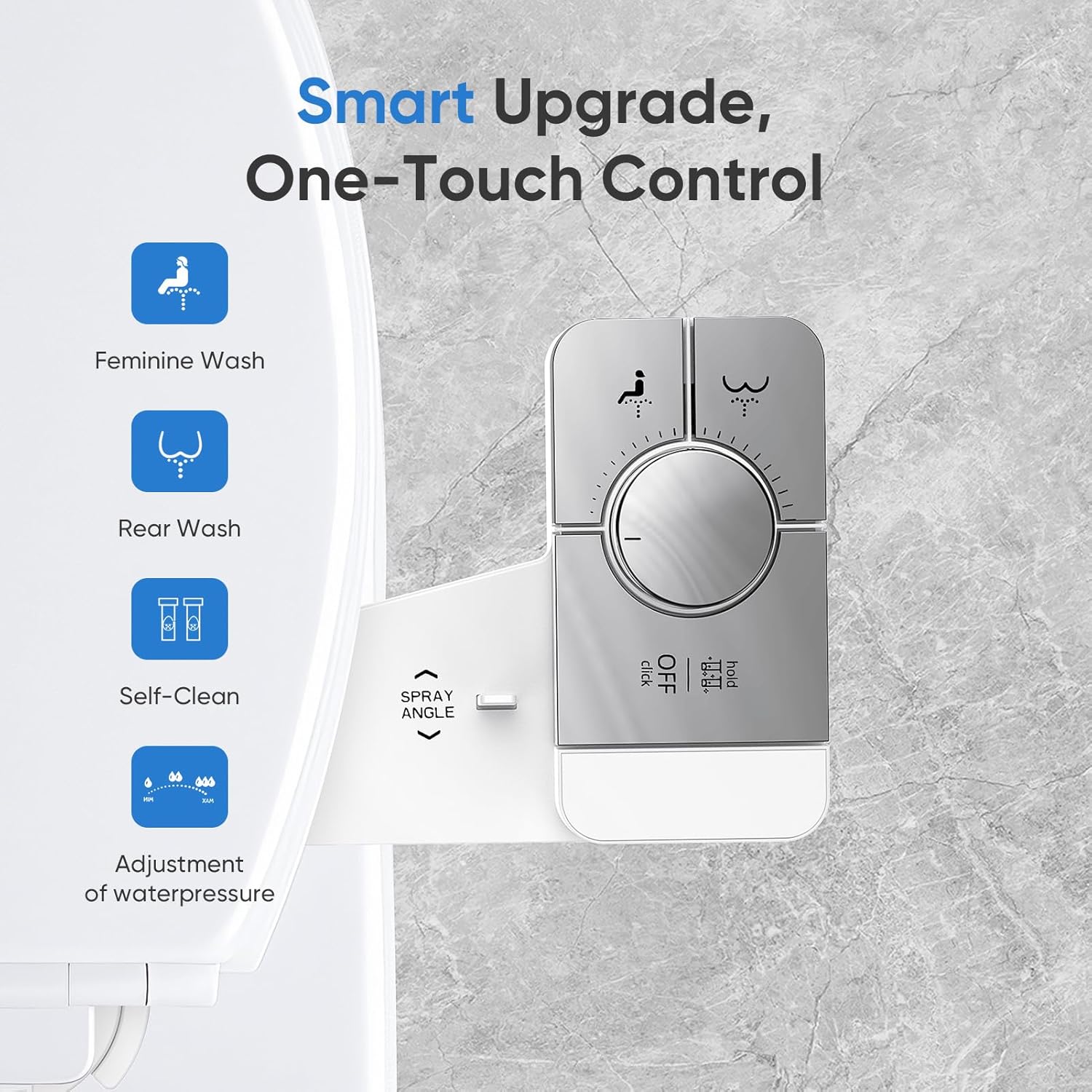 Upgrade Bidet Attachment for Toilet Seat, Adjustable Angle Dual Nozzle, Self-Cleaning, Non-Electric Bidet Attachment for Rear & Feminine Wash, Controllable Fresh Cold Water Pressure (Chrome)
