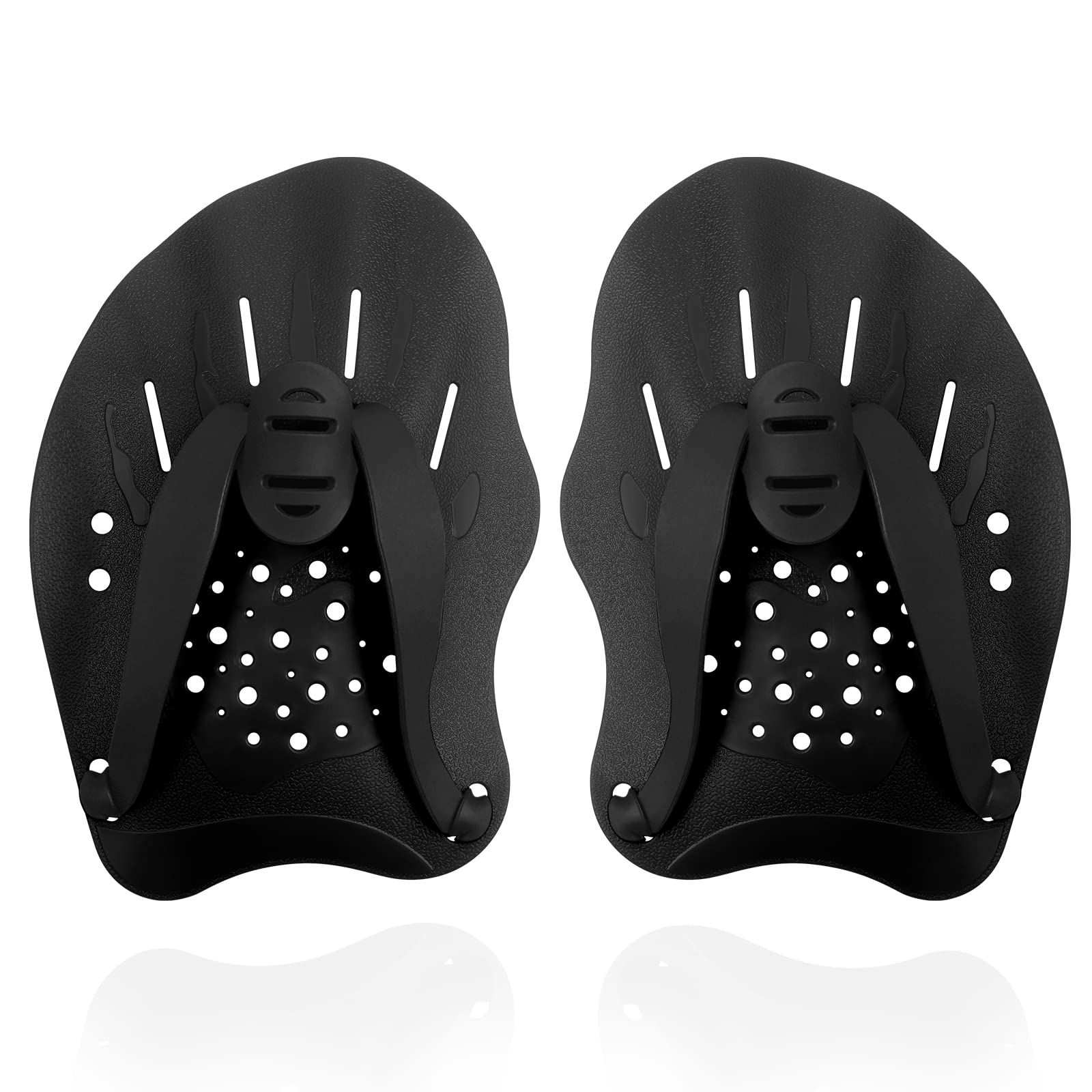 Swim Paddles With Adjustable Straps - Hand Paddles for Lap Swimming, Equipment for Women, Men, Children (1 Pair)