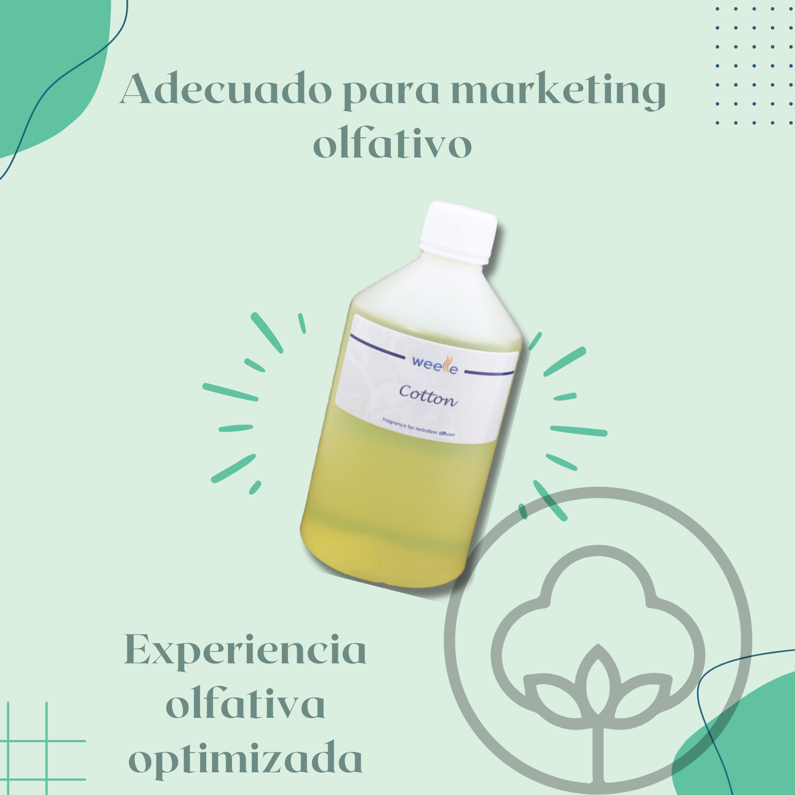 Recarga Ambientador Cotton para Difusores de nebulización profesionales Weele Aroma Cotton, 500 ml perfume para hogar