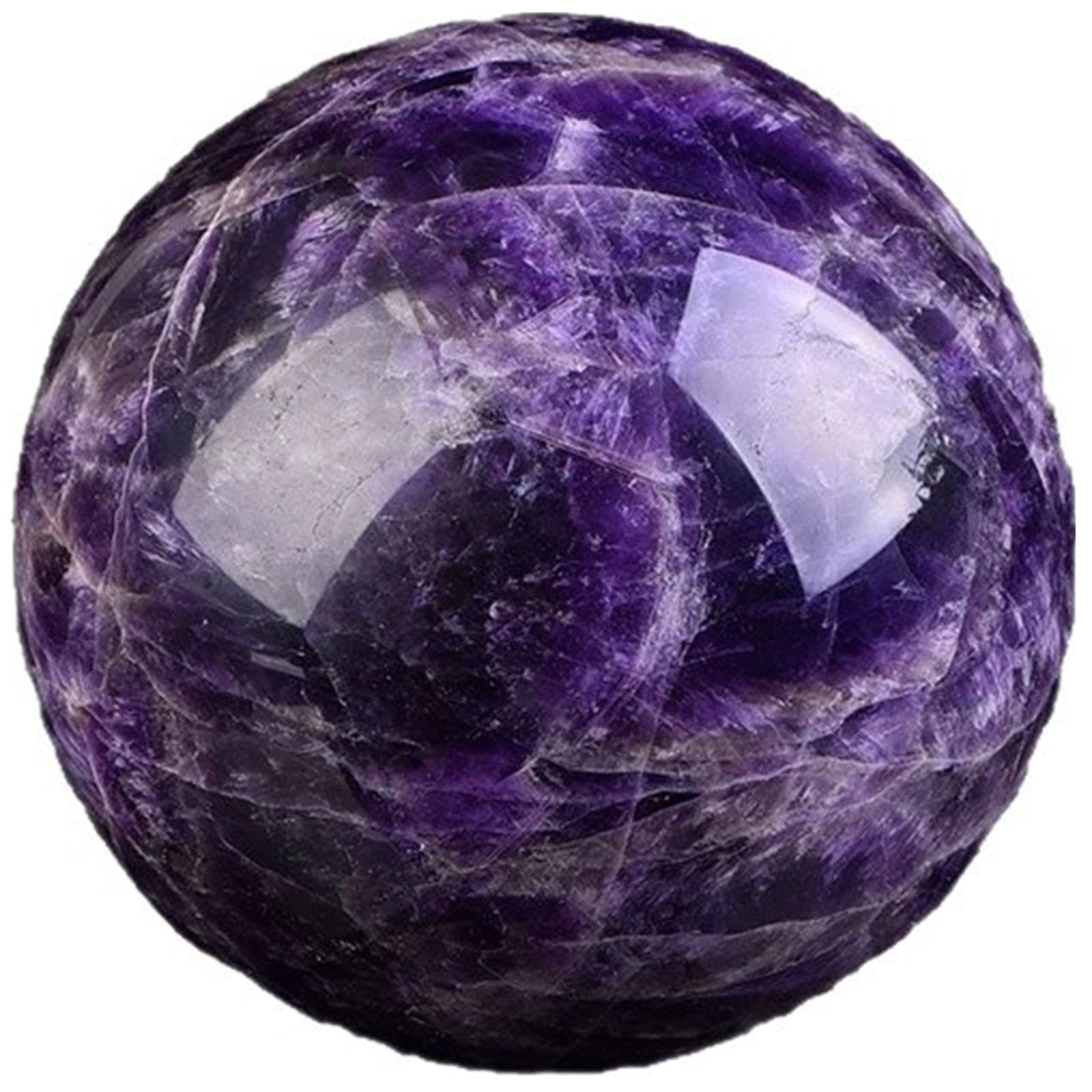 HHCTEBEC Natural Amethyst Ball, Meditation Crystal Sphere Hand Polished Decorative Sphere Healing Crystals Ball Healing Stone Crafts Fengshui Home Decoration Collect Gifts for Divination,90MM
