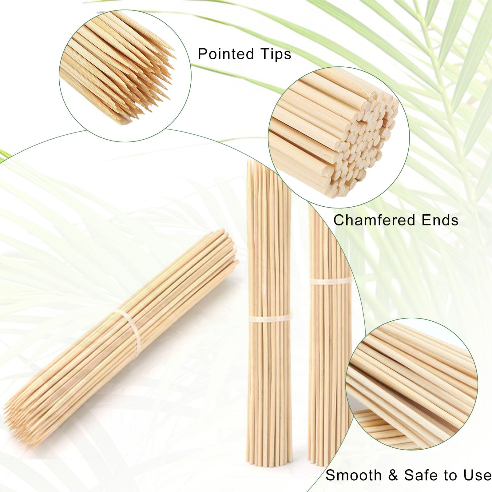 Nexboraque Confezione da 1000 spiedini di bambù da 20,3 cm, bastoncini di legno naturale da 4 mm, per grigliare artigianato, kebab, frutta, antipasti, cocktail, salsicce, fontana di cioccolato,