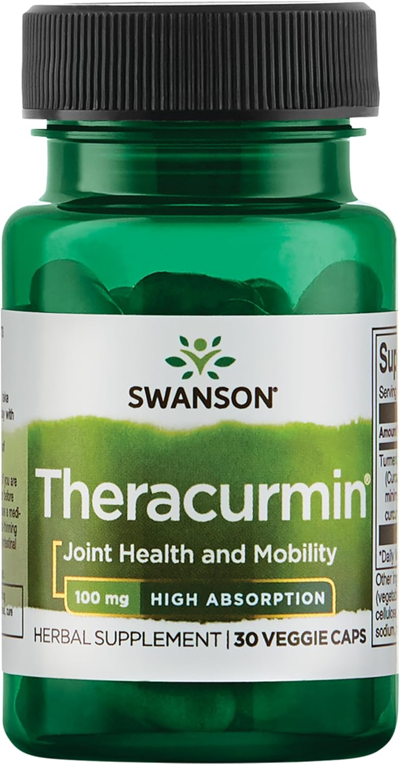 Swanson Theracurmin - Herbal Supplement Supporting Joint Health & Mobility - Formulated for High Absorption - (30 Capsules, 100mg Each) (4 Pack)