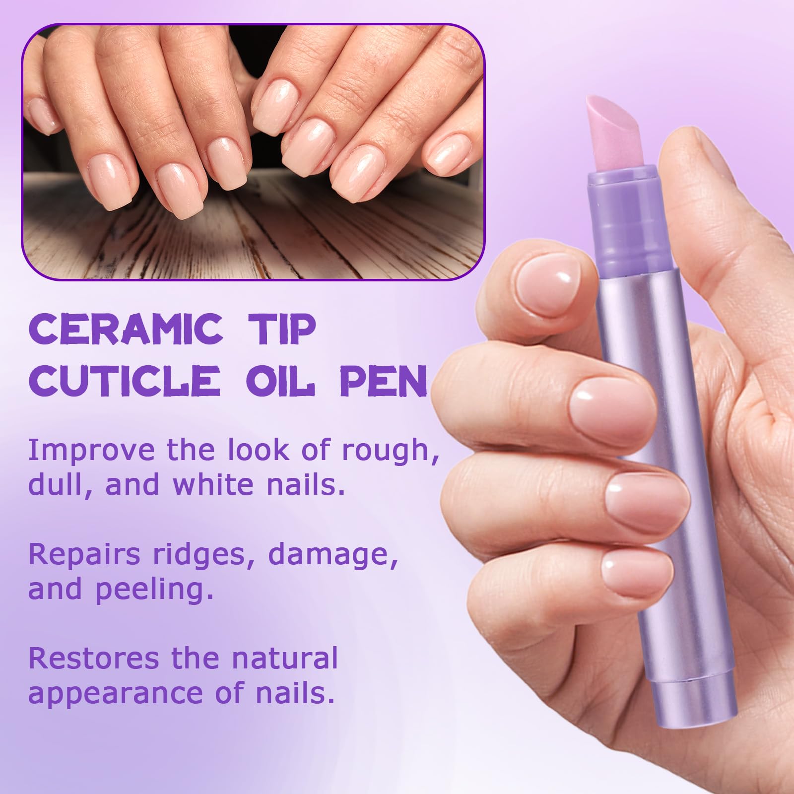 3 in 1 Penna Olio per Cuticole, Penna Rimuovere Cuticole Unghie con Ceramica Punta Idratanti Rinforzanti Illuminanti Olio Applicatori per Riparare Unghie Secche Screpolate