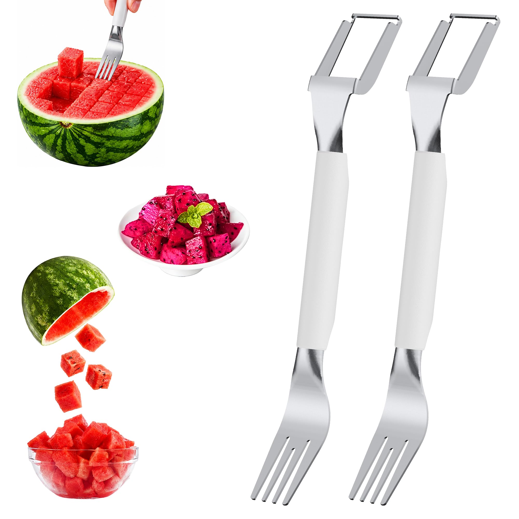 Watermelon Cutter & Fork - Dual Stainless Steel -9