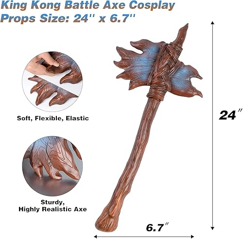 Miniatura 2 de CoserWorld Hacha falsa hacha de batalla de espuma sintética de 24 pulgadas de largo ideal para cosplay LARP y Halloween
