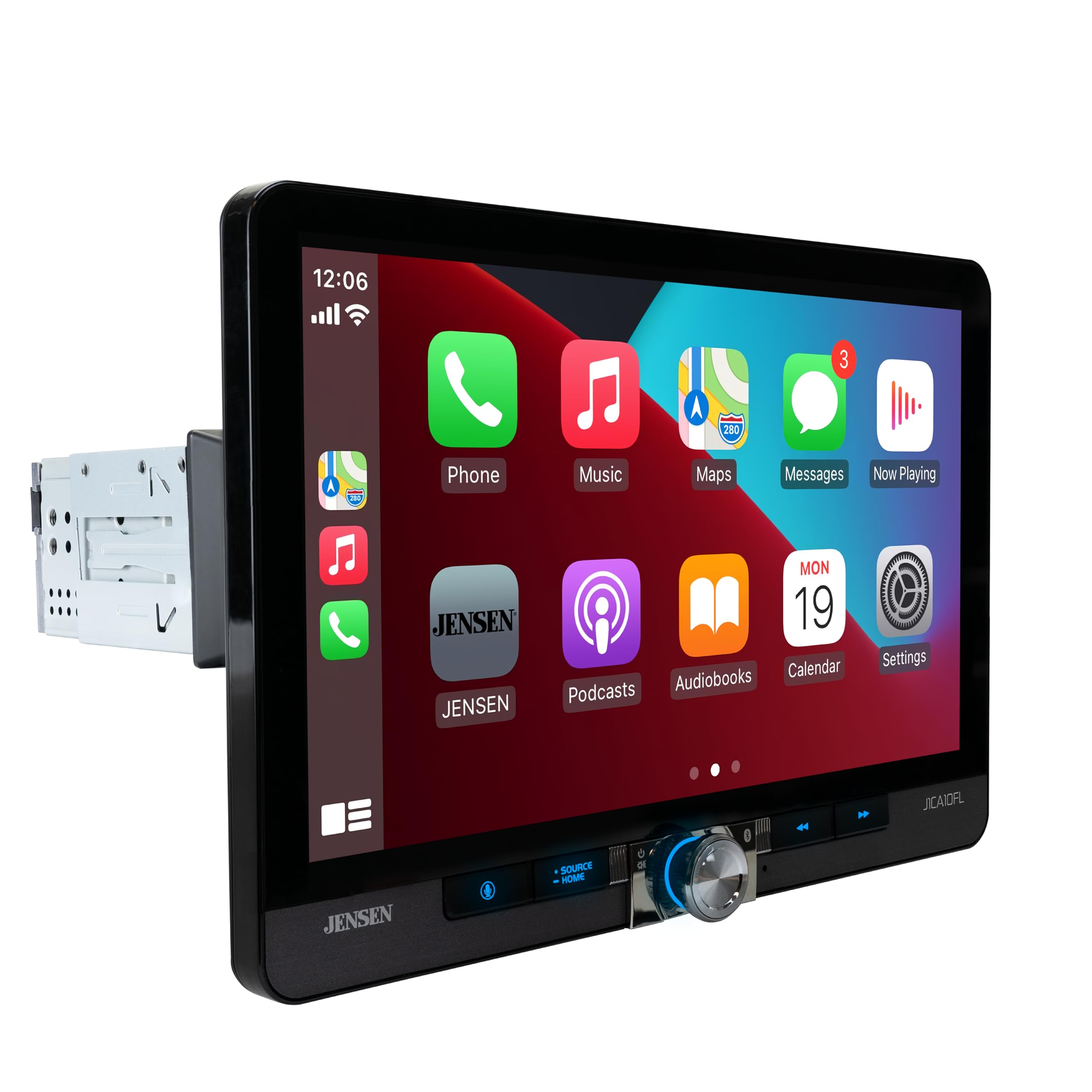 JENSEN J1CA10FL 10.1-inch Certified Apple CarPlay Android Auto Wired or Wireless | Single DIN & Double DIN Touchscreen Car Stereo Radio | Bluetooth | Front & Rear Camera Inputs | USB Playback & Charge