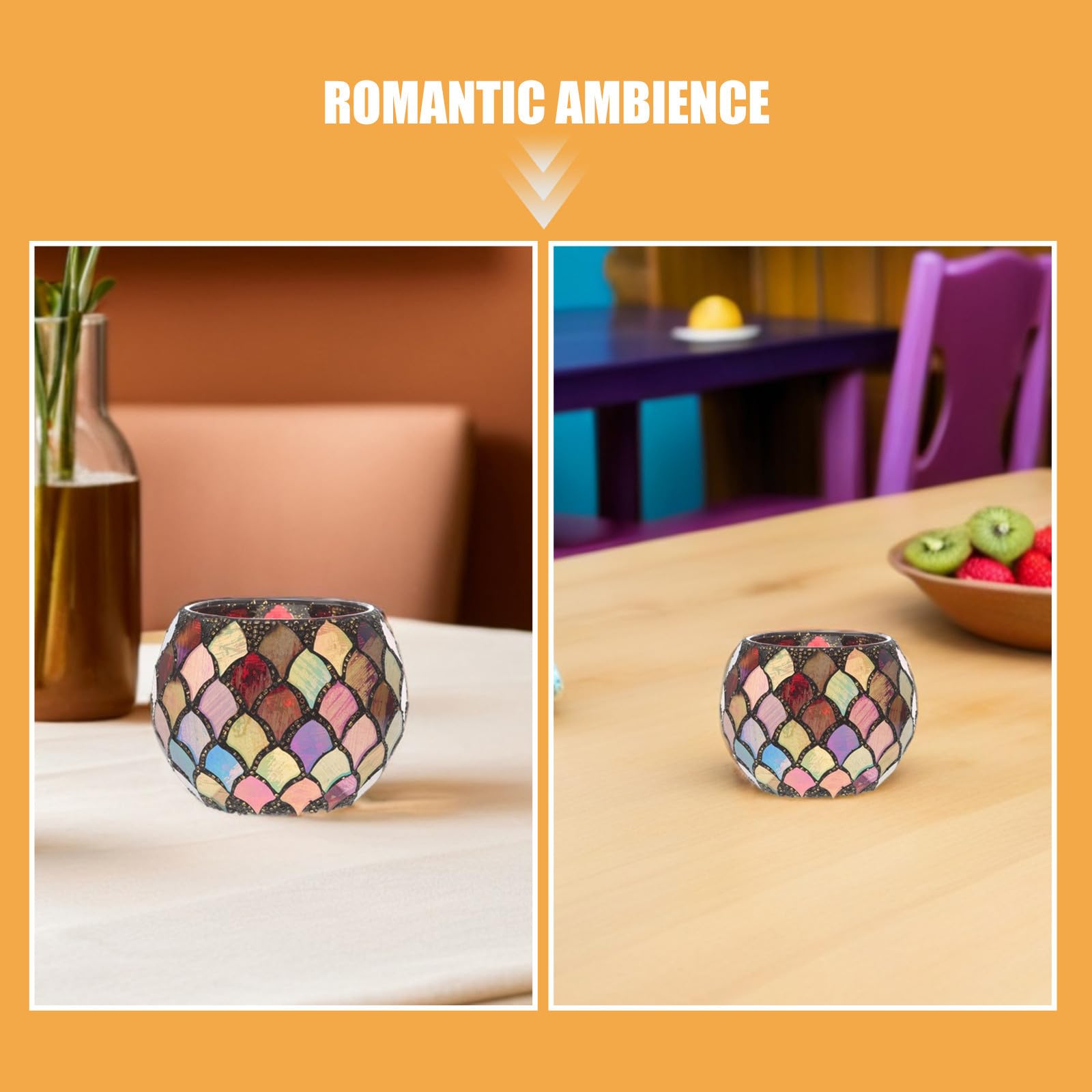 TOPBATHY 2 Piezas Portavelas de Cristal con Diseño de Azulejos Rojos para Velas de Té, Soporte Votivo Versátil para Decoración de Dormitorio y Cafetería