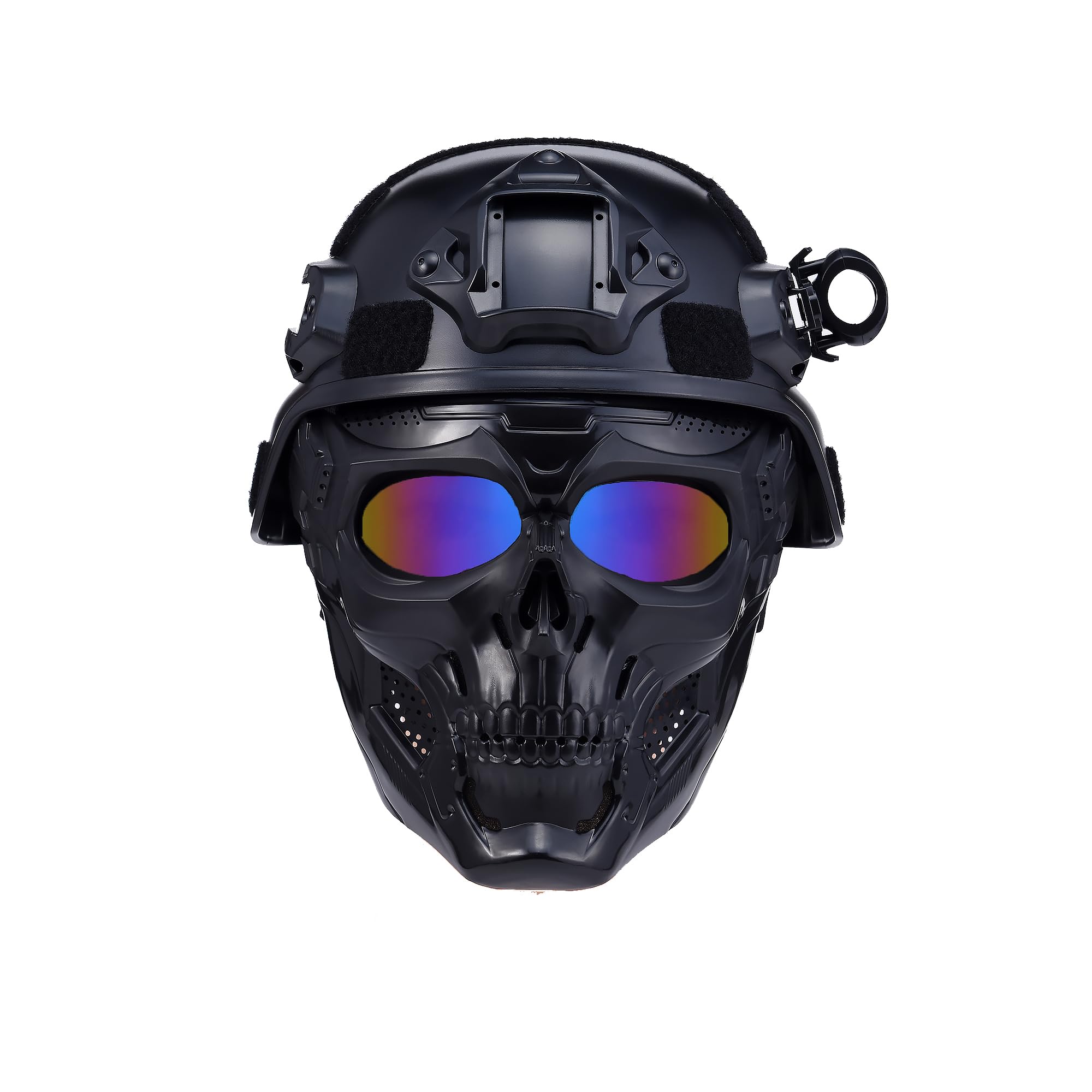 Airsoft Helmet and Mask, Tactical Skull Mask, Full Face Airsoft,Military Paintball Helmet with NVG Mount and Side Rail, Adjustable Strap - Complete Tactical Gear