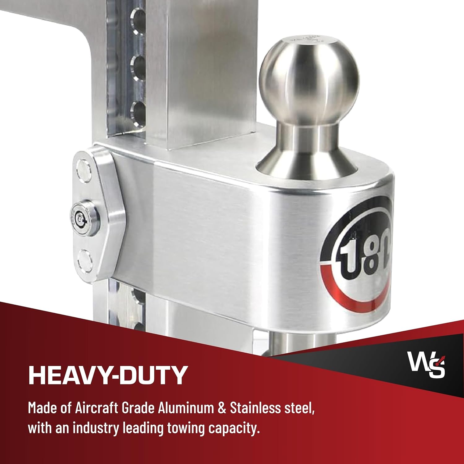 Weigh Safe 180-Degree Trailer Hitch - Adjustable Trailer Hitch for Towing - Compatible with 3" Receivers - 8" Drop, Stainless Steel Tow Balls, 21,000 GTW, 2-Piece Lock Set