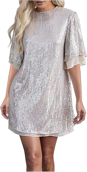 Pailletten kleid silber knielang Clearance