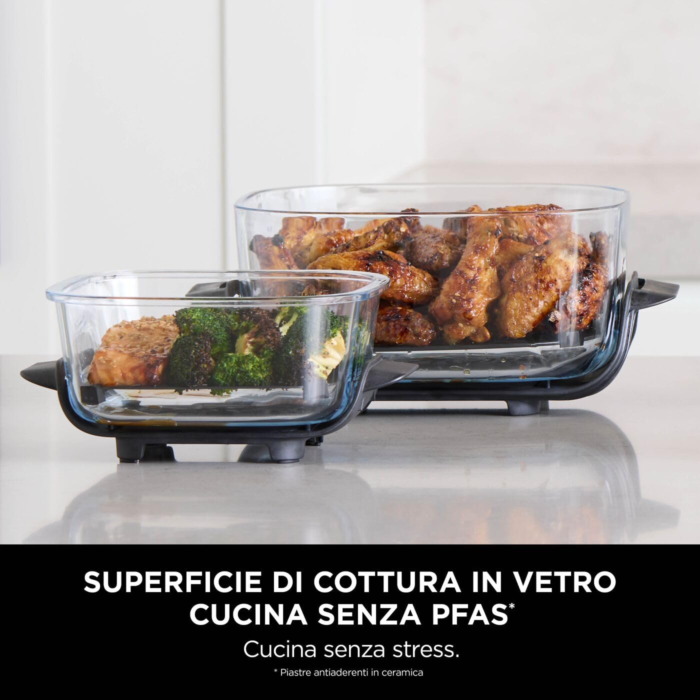 Ninja CRISPi, Contenitore in vetro resistente al calore TempWare, con coperchio, ciotola per friggitrice ad aria resistente al calore, 3,8 L, senza BPA, ideale da portare con sé, XSKLIDPLTEUUK