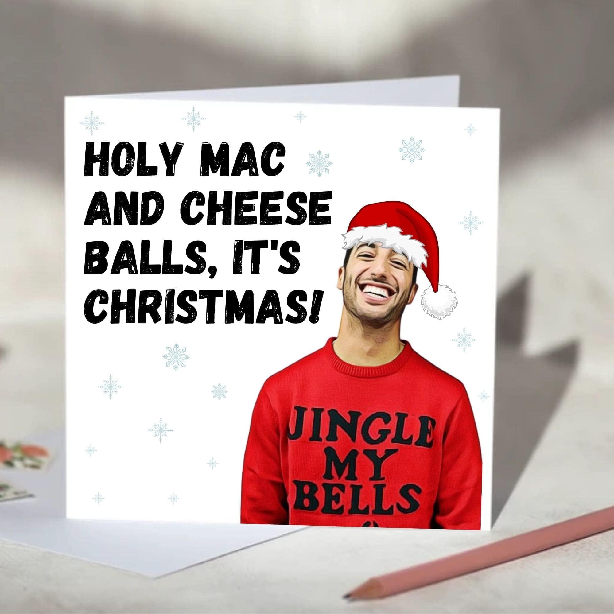 Daniel Ricciardo F1 Christmas Card, Holy Mac and Cheese Balls Its Christmas, McLaren Formula One