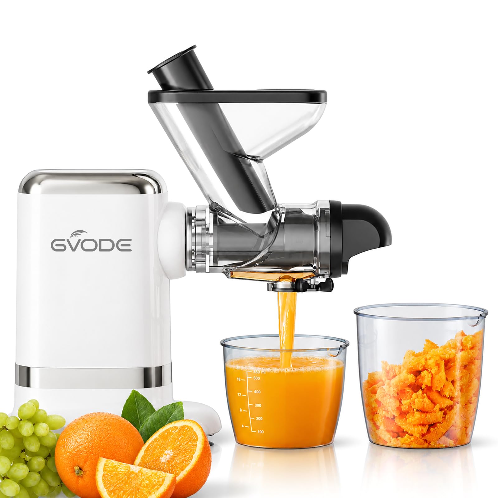 GVODE Electric Cold Press Juicer, Masticating Juicer with Dual Feed Chute