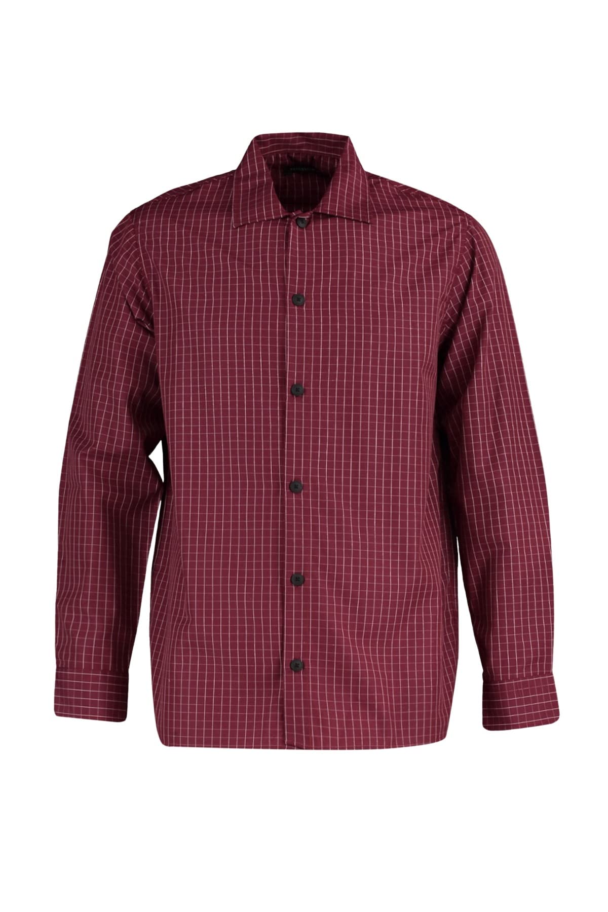 TRENDYOL Herren Regular Standard Hemdkragen Gewebtes Hemd, burgunderfarben, S
