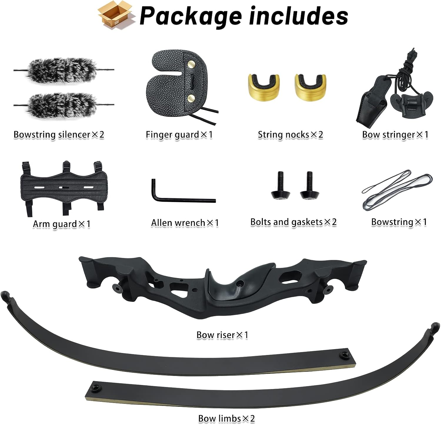 OBTOUTDOOR Black Hunter Original Takedown Recurve Bows for Adults Hunting Bow Archery Bow Longbow 60" 20-55 lbs Right Hand Aluminium Alloy Riser for Outdoor Shooting Hunting Competition
