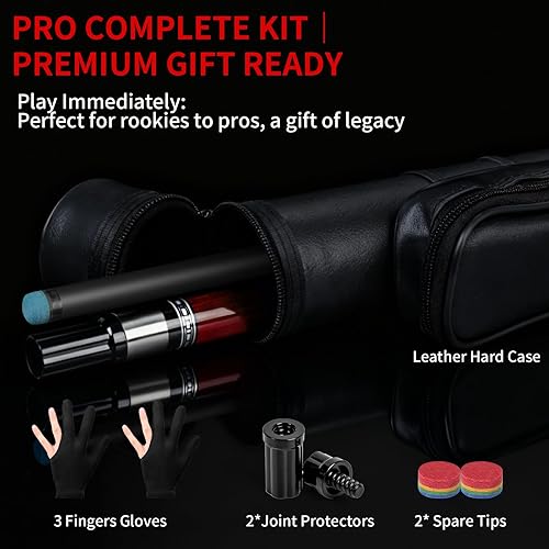 Miniatura 7 de AKLOT Taco de billar de fibra de carbono, 58 pulgadas, 19 onzas, barra de billar profesional de baja desviación, punta de 0.492 in, tope de arce