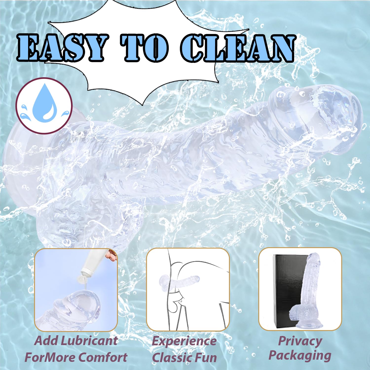 7 Inch Soft Dildo, Realistic Silicone Medium Anal Dildos Stimulation Vaginal G-Spot and Anal, Safe Material Lifelike Men Penis with Strong Suction Cup, Adult Sex Toys for Women/Beginner Sexual: Clear