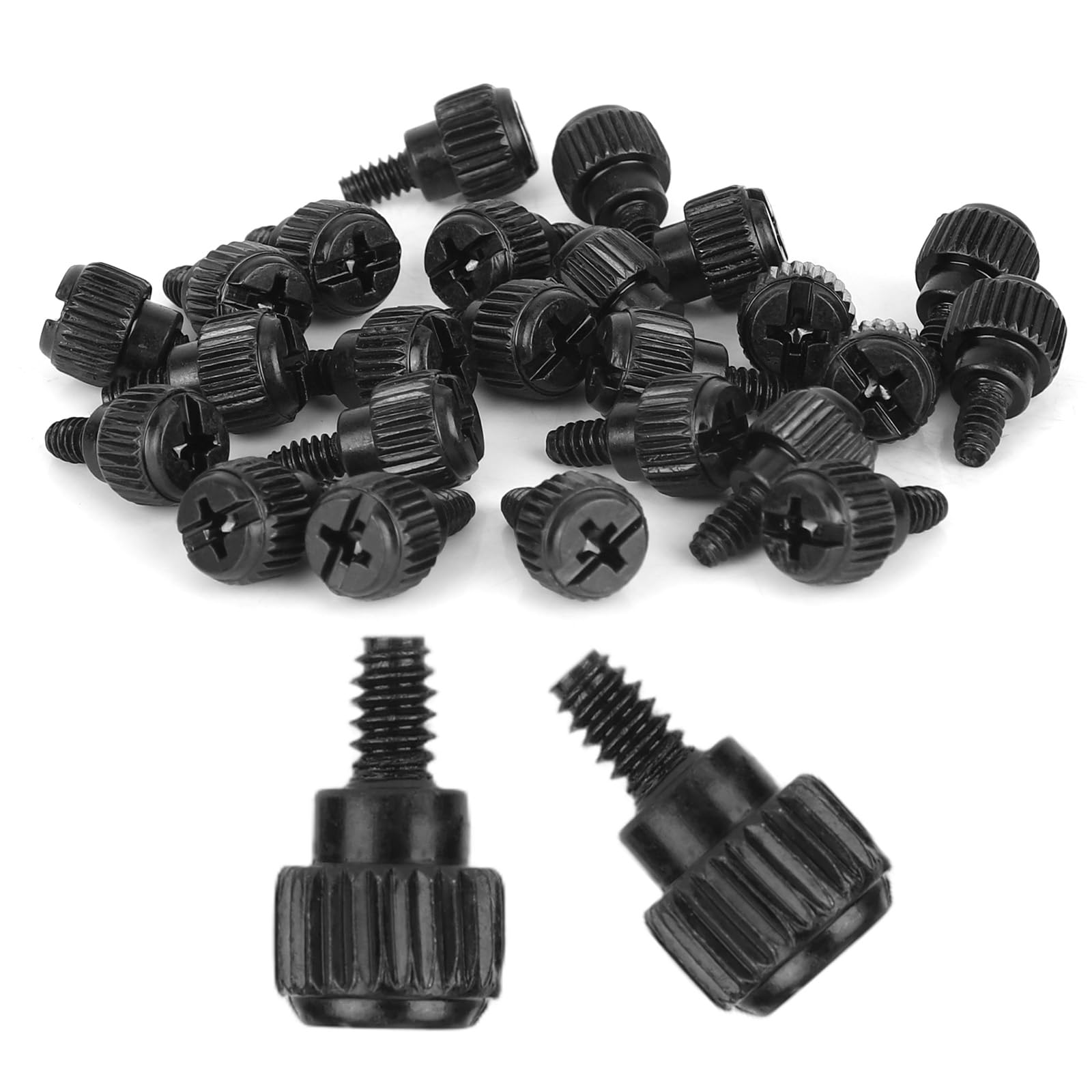 30pcs Computer Case Thumb Screws, 6-32 Thread M3.5x6mm PC Case Fastener Screws for Computer Cases Cover Power Supply PCI Slots Drive Bay Installation(Black)-image-37