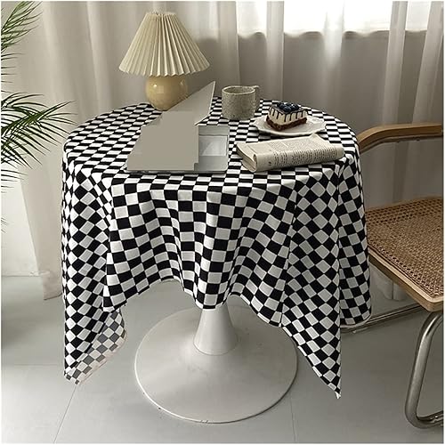 Miniatura 4 de ETULLE Tablecloth Checkerboard Tablecloth Ins Plaid Dining Table Cloth Square Rectangle Desk Cover Checkered Picnic Blanket Cafe Home Decor Mantel